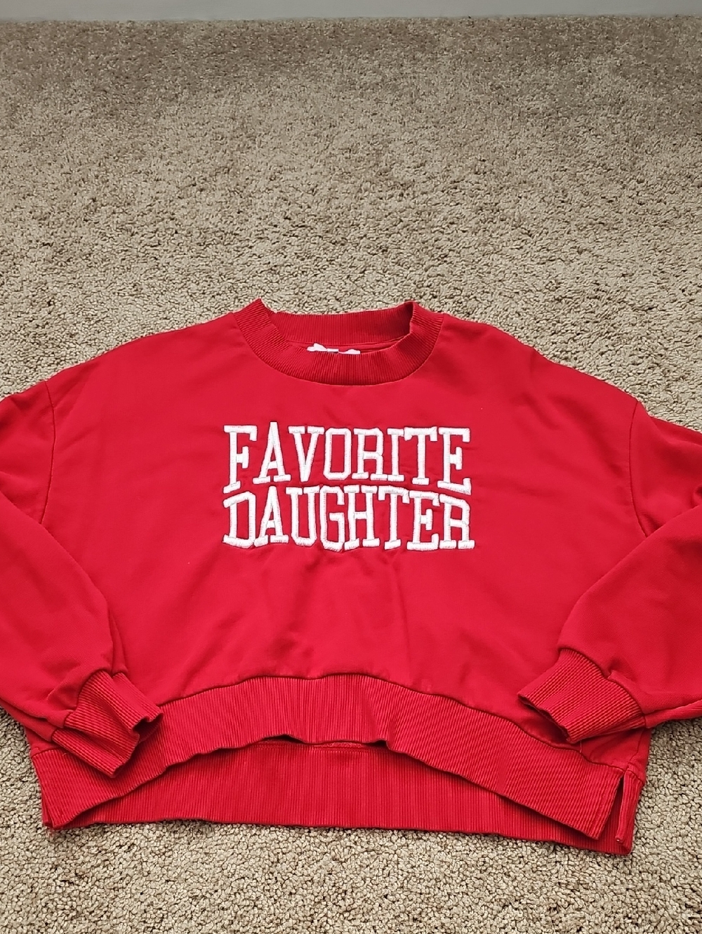 Red "Favorite Daughter" Crewneck Sweatshirt